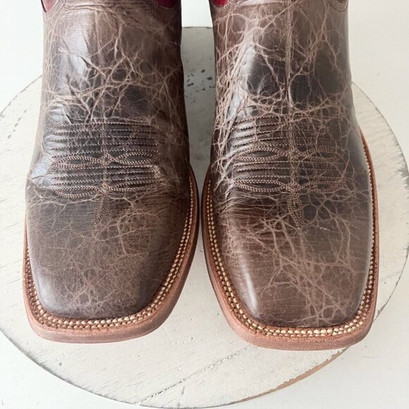 Rod Patrick Mens Cowboy Boots 14.5A Brown Mocha Bison Leather Western Square Toe - Picture 6 of 11